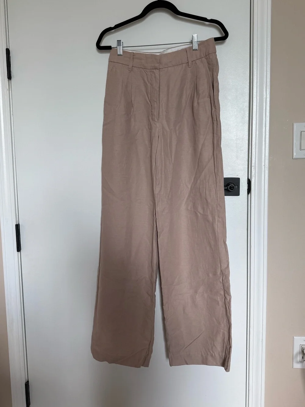 Effortless Wide Leg Linen-Blend Pants in Taupe